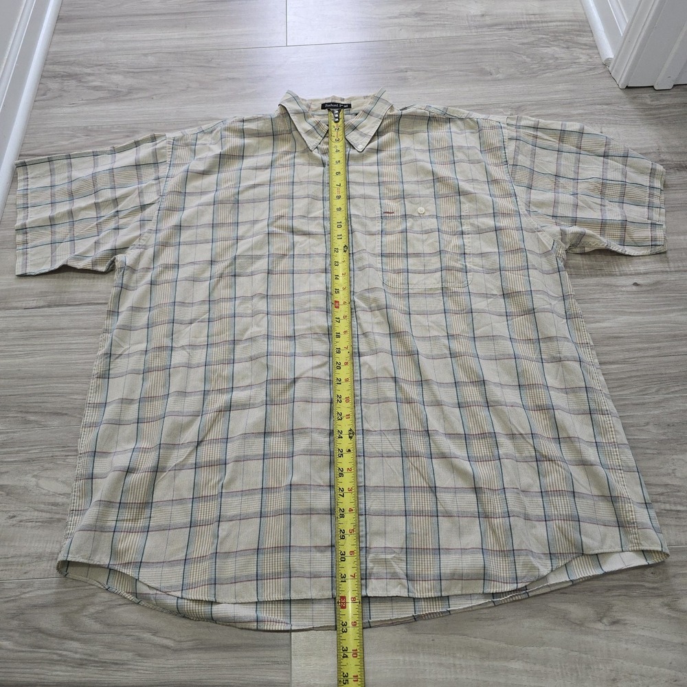 GANT Foxhunt Plaid Short Sleeve Button Front Shirt Men's XXL Tall Brown Green - Picture 6 of 10